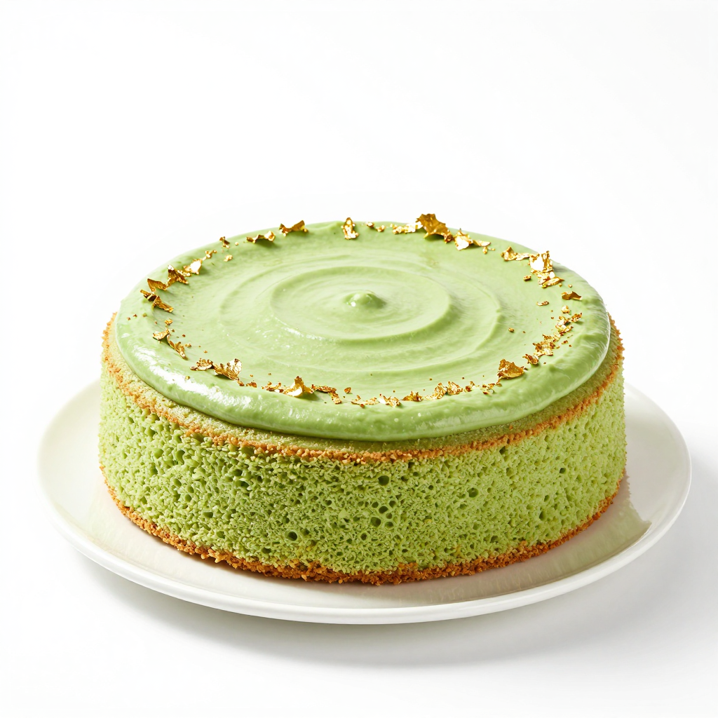 Handcrafted Matcha Green Tea Sponge Cake with Whipped Cream and Fresh Berries