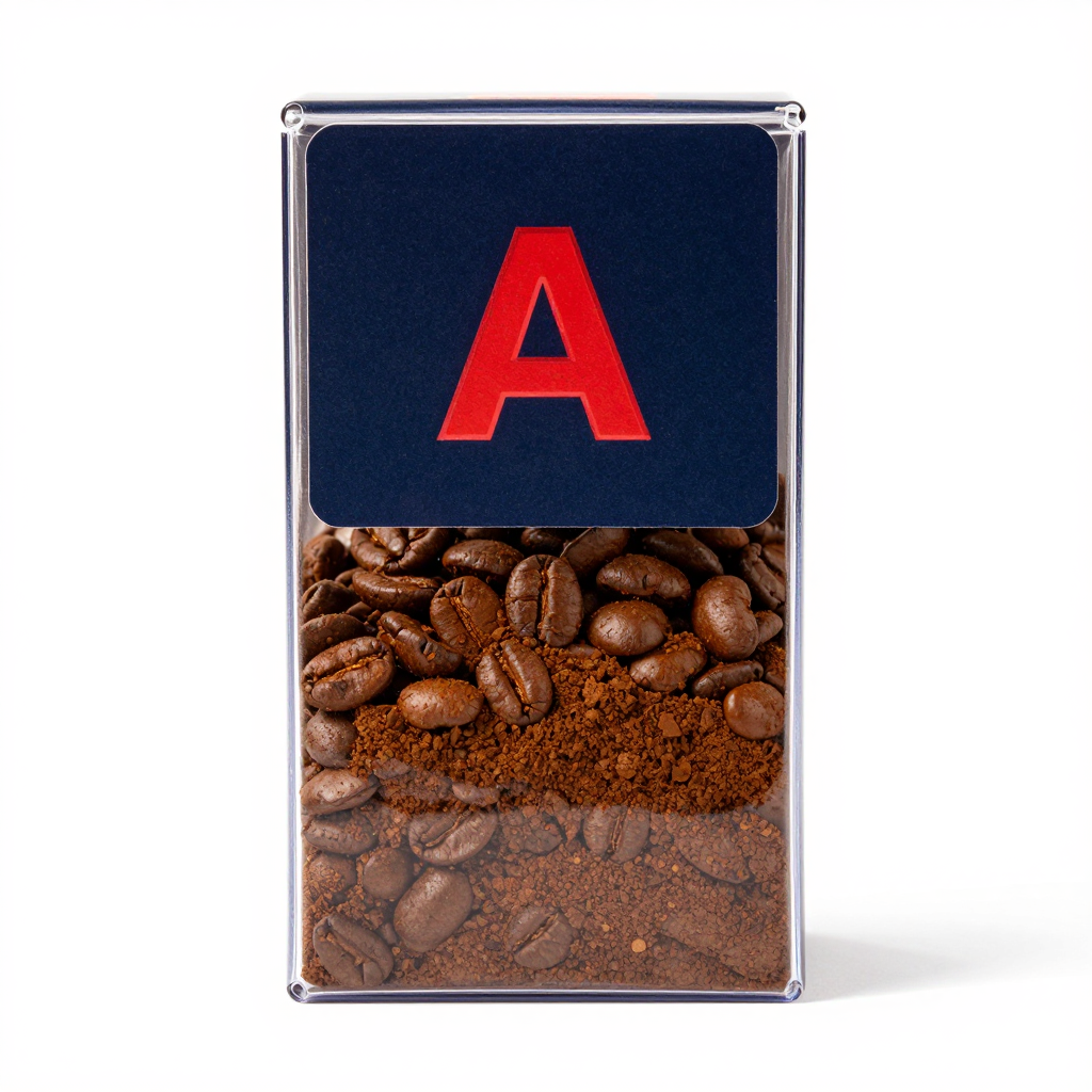 Brazilian Natural Ground Coffee in a Modern Clear Plastic Box with Magnetic Closure