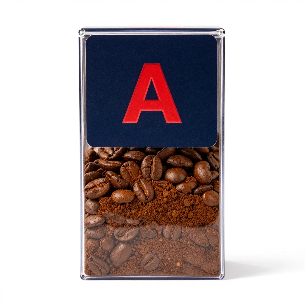 Brazilian Natural Ground Coffee in a Modern Clear Plastic Box with Magnetic Closure